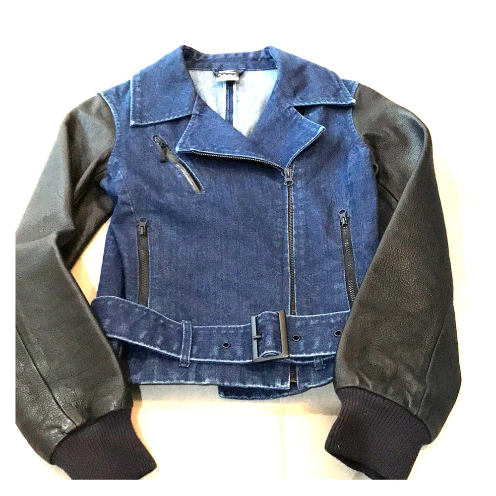 NWOT NIKE DENIM & LEATHER JACKET SZ XS